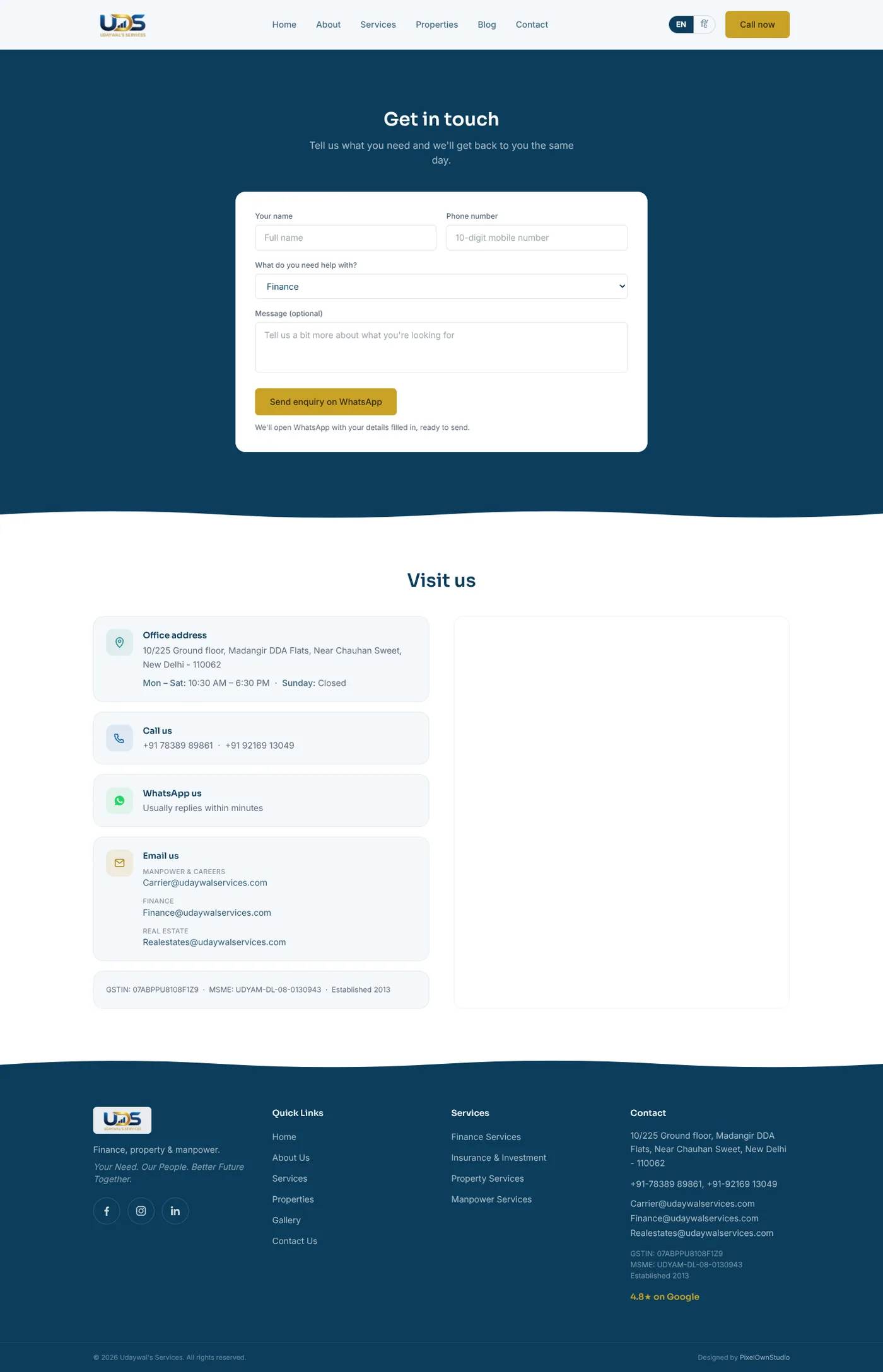 UDS new Contact page, after redesign