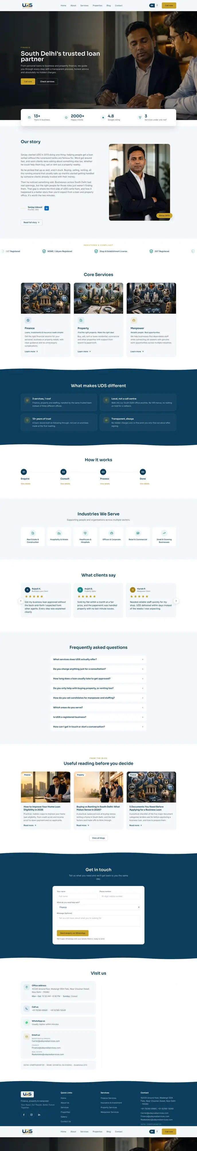 UDS new homepage, full page from top to bottom