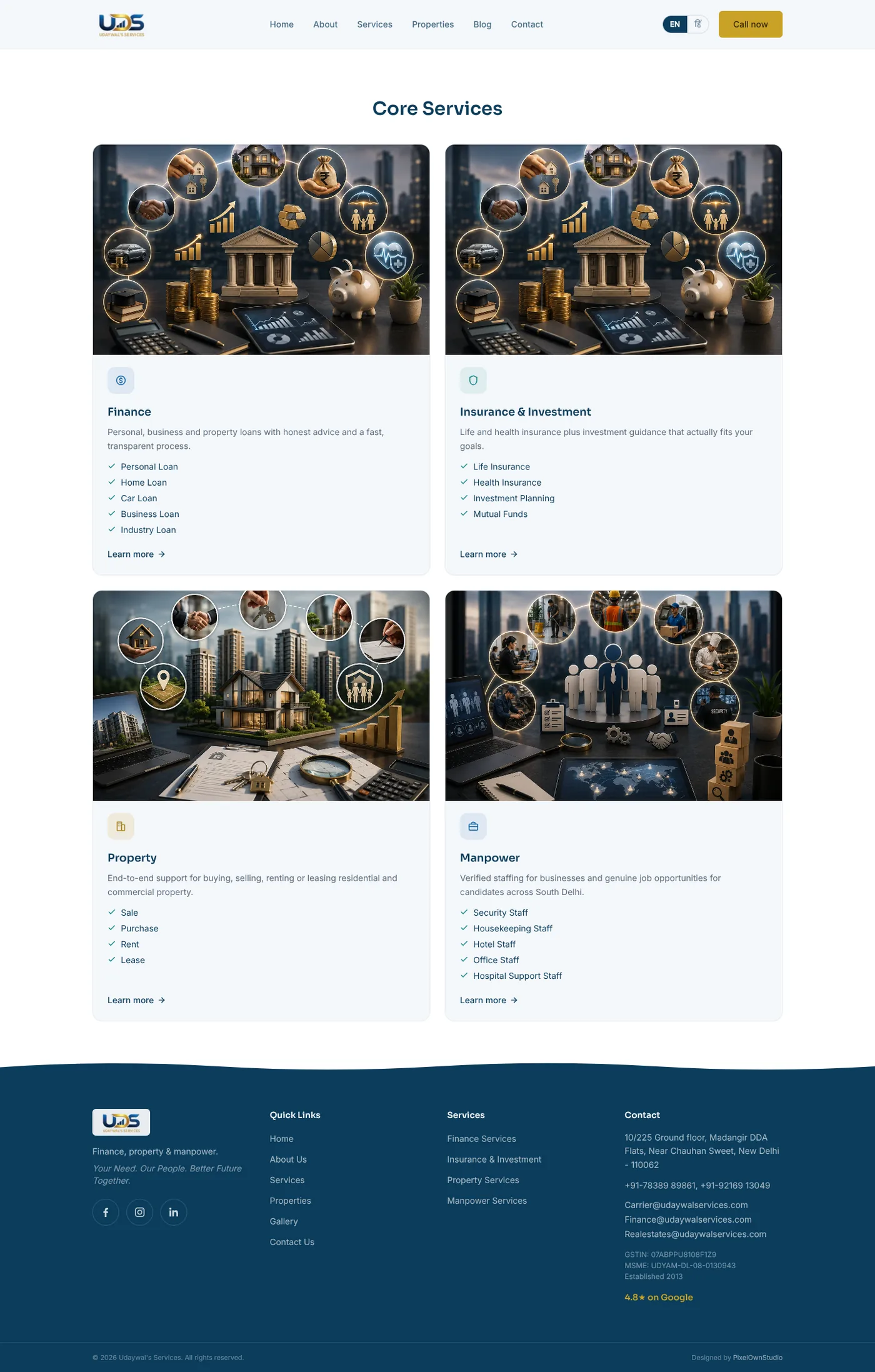 UDS new Services overview page, after redesign